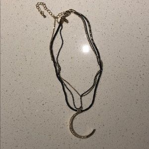 Express half moon gold and black choker necklace